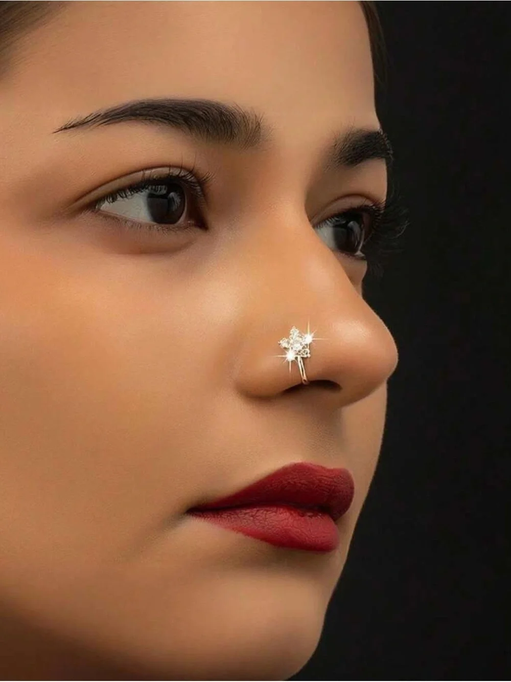 Women's Flower Nose Ring-Shiny Crystal Clip-On Nose Stud